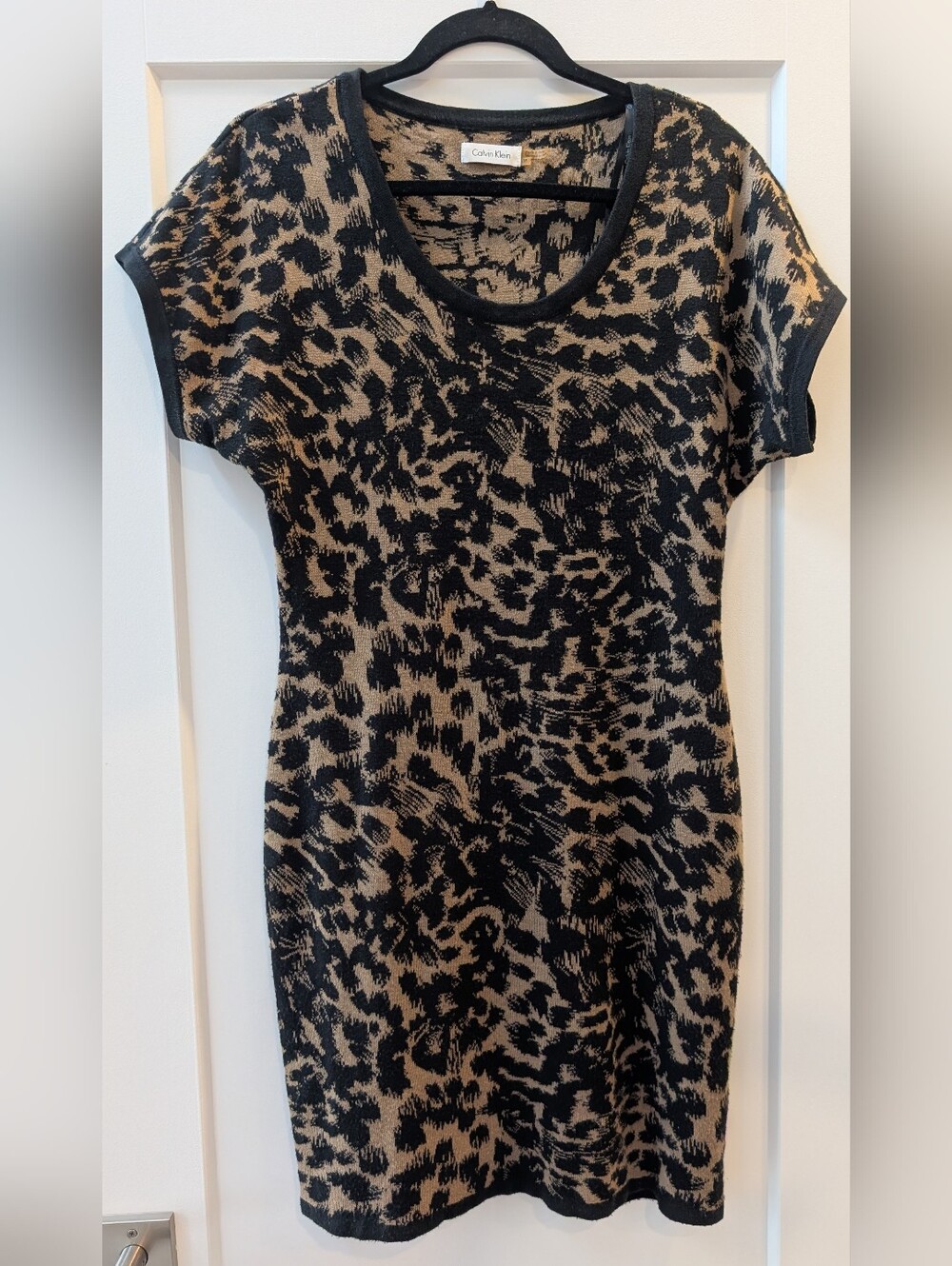 Calvin Klein Leopard Print Knit Sweater Dress - Size M